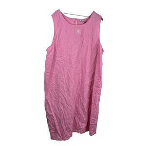 A.K.C Dress Women's Linen Blend Sleeveless  Langenlook Cottage Beach Pink 5X